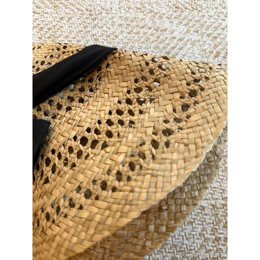Woven Straw Sun Hat with Black Ribbon Bow